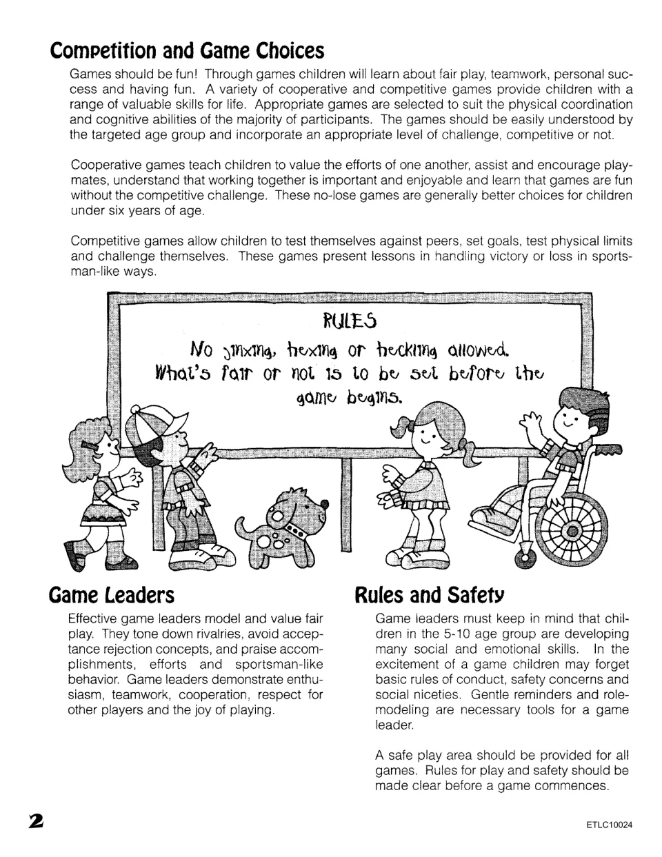 Competition and game choices: cooperative vs competitive games, game leader tips, and a rules and safety section