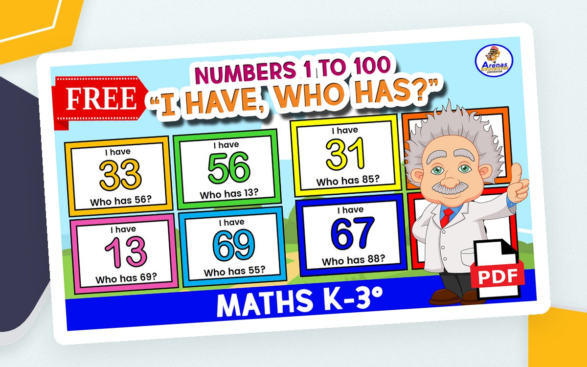 GAME "i HAVE, WHO HAS?" - Numbers 1 to 100 preview: 1 i have 100 cards
