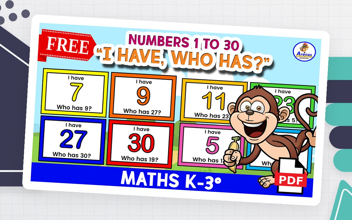 GAME "I HAVE, WHO HAS?" - Numbers 1 to 30 preview: I Have, Who Has card chain covering numbers 1–30