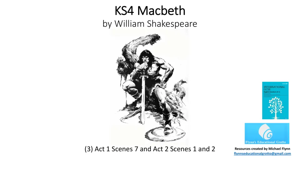 Macbeth lesson cover naming William Shakespeare and the focus on Act 1 Scene 7 and Act 2 Scenes 1 and 2