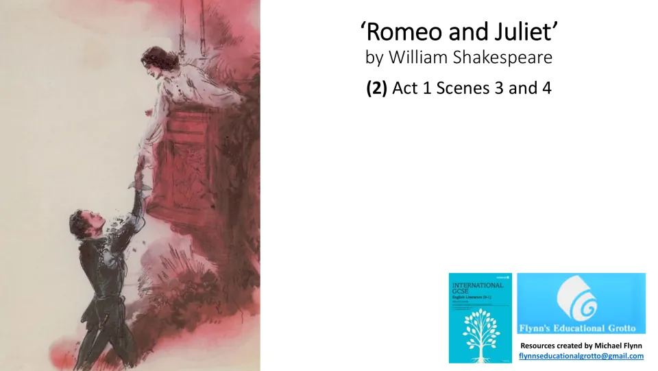 Lesson cover identifying William Shakespeare as the author and Act 1, Scenes 3 and 4 as the focus of study