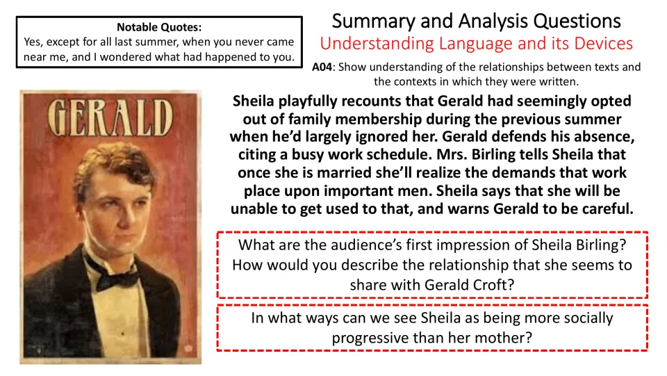 Sheila and Gerald's conversation prompts questions about their relationship and her differences from her mother