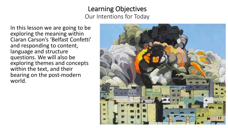 Lesson objectives introduce meaning, content, language, structure, themes, and relevance to the modern world