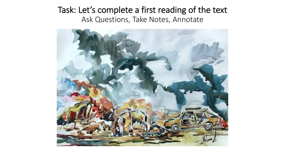 First reading task directs students to ask questions, take notes, and annotate as they read the poem