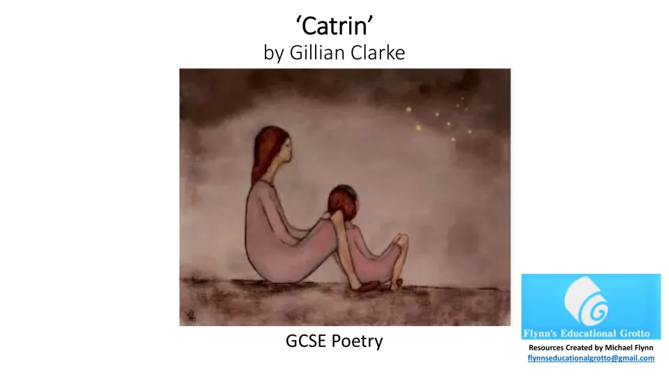 Poetry lesson cover introducing “Catrin” by Gillian Clarke as the text for GCSE poetry study