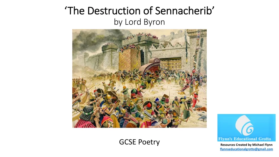 Cover slide for the GCSE poetry lesson on ‘The Destruction of Sennacherib’ by Lord Byron