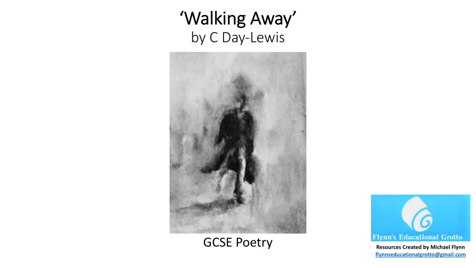 Poetry lesson cover introducing ‘Walking Away’ by C Day-Lewis, labeled GCSE Poetry