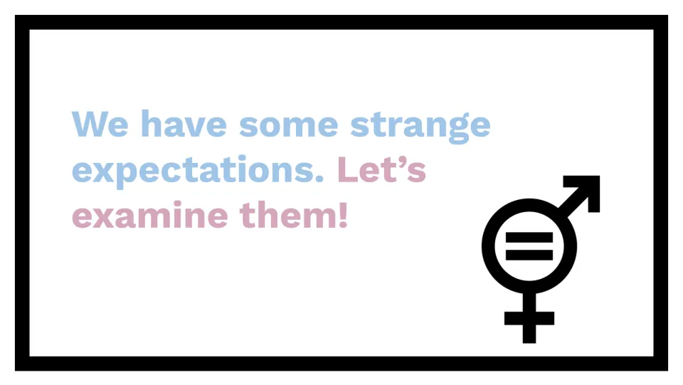 Transition slide introduces the starter questions with 'We have some strange expectations. Let’s examine them!'