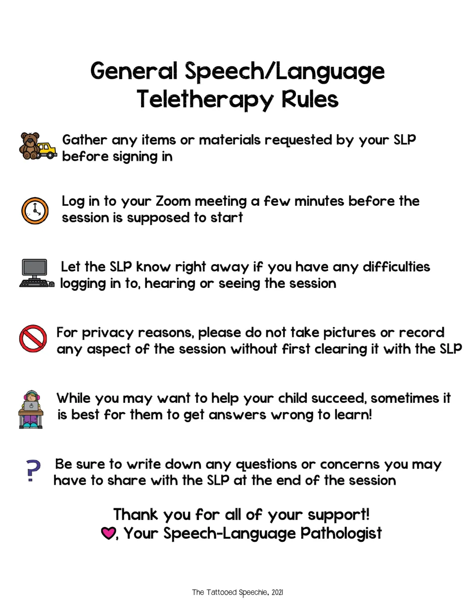 Teletherapy rules for families: six tips such as gathering materials, joining Zoom early and not recording the session