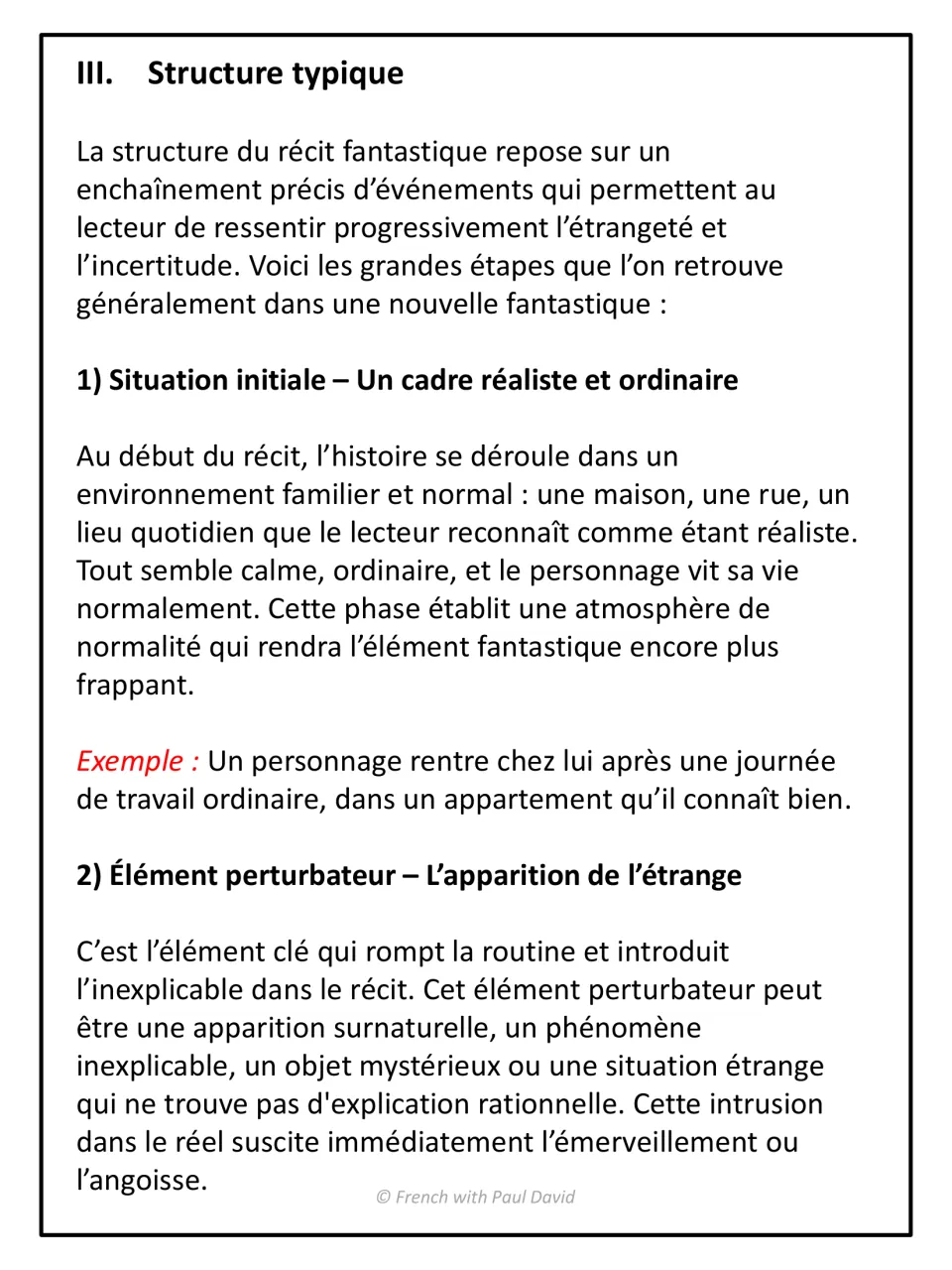 Typical story structure in French: notes on the situation initiale in a realistic setting and the élément perturbateur