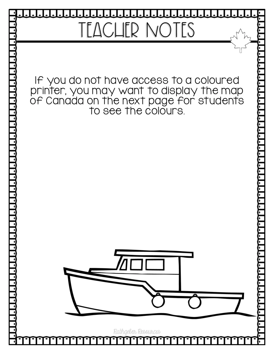 Teacher note: without a colour printer, display the next page's map of Canada so students can see its colours