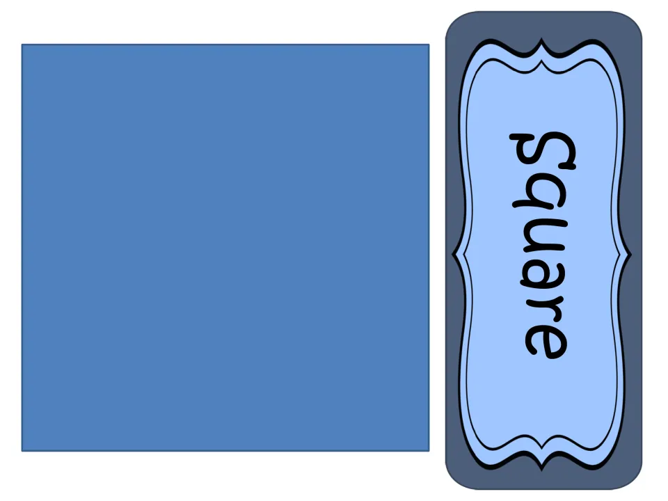 Area mat labeled Square: a large blue square for students to estimate and then tile with unit squares to measure its area