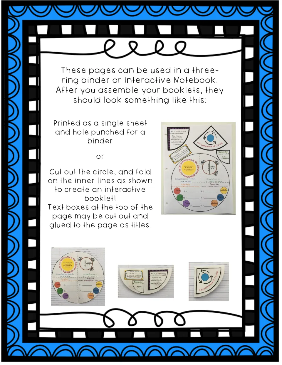 Assembly guide: print the booklet as one hole-punched binder sheet or cut out the circle and fold it into a booklet
