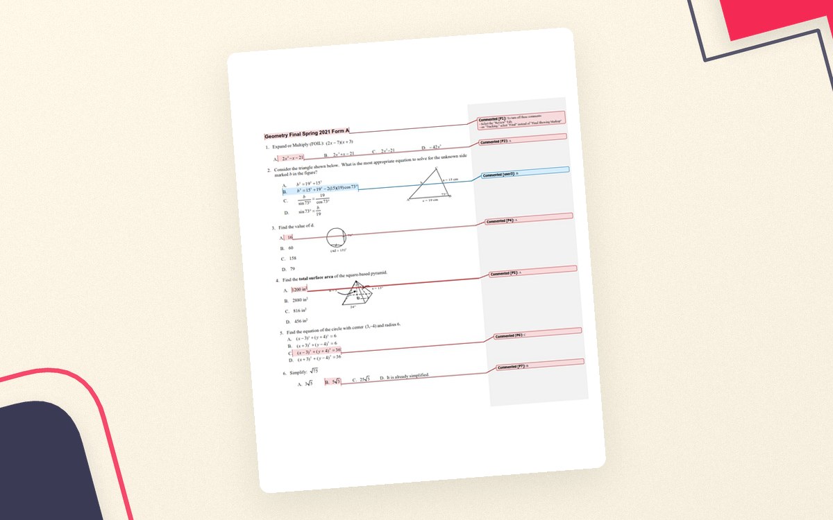 Geometry Final Exam with Answer Key (Spring) preview