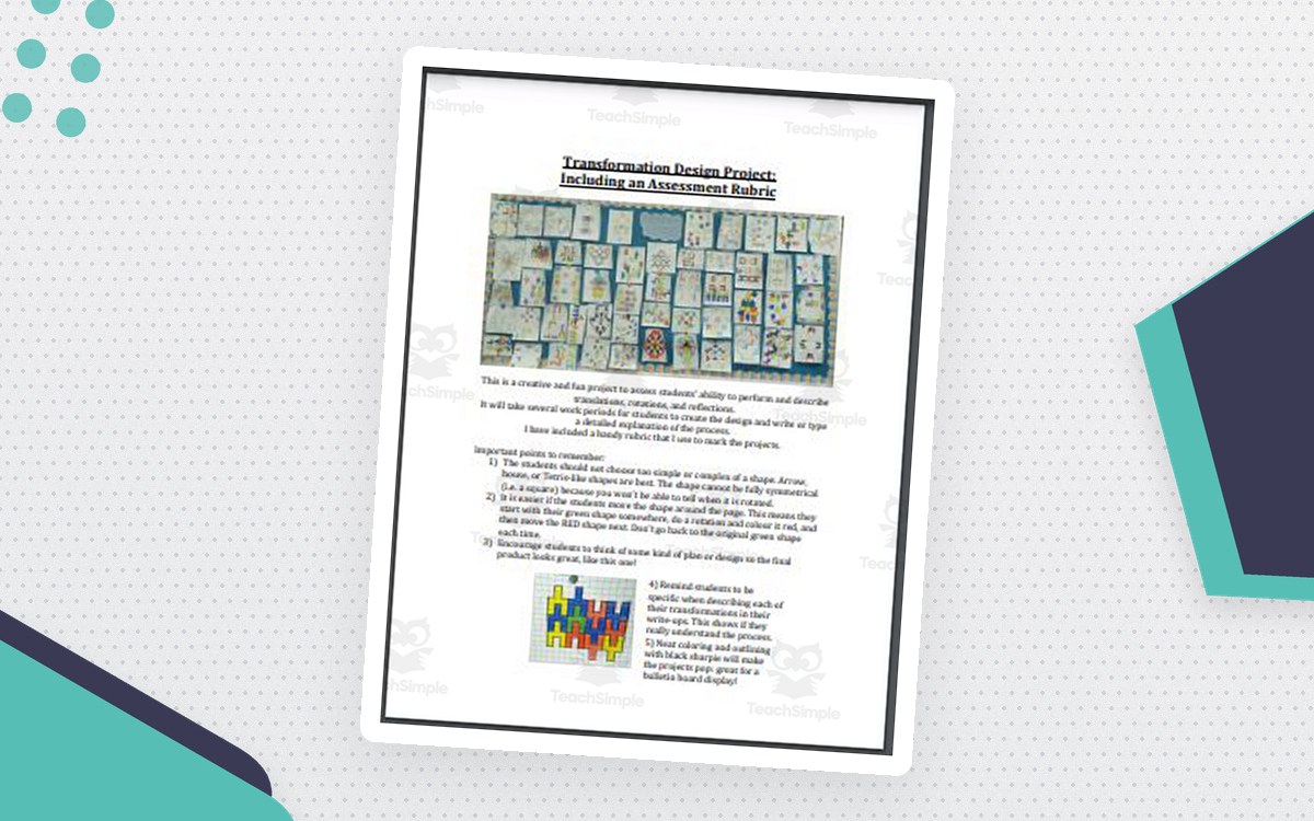 Transformation Design Project cover with a patterned geometric design and assessment-rubric badge