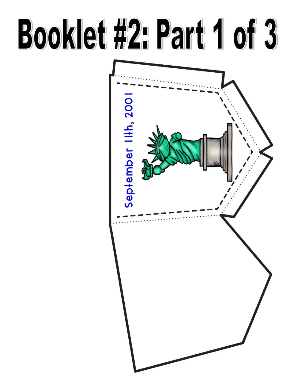 Pocket template for the September 11 mini booklets, labeled September 11th, 2001, with the Statue of Liberty