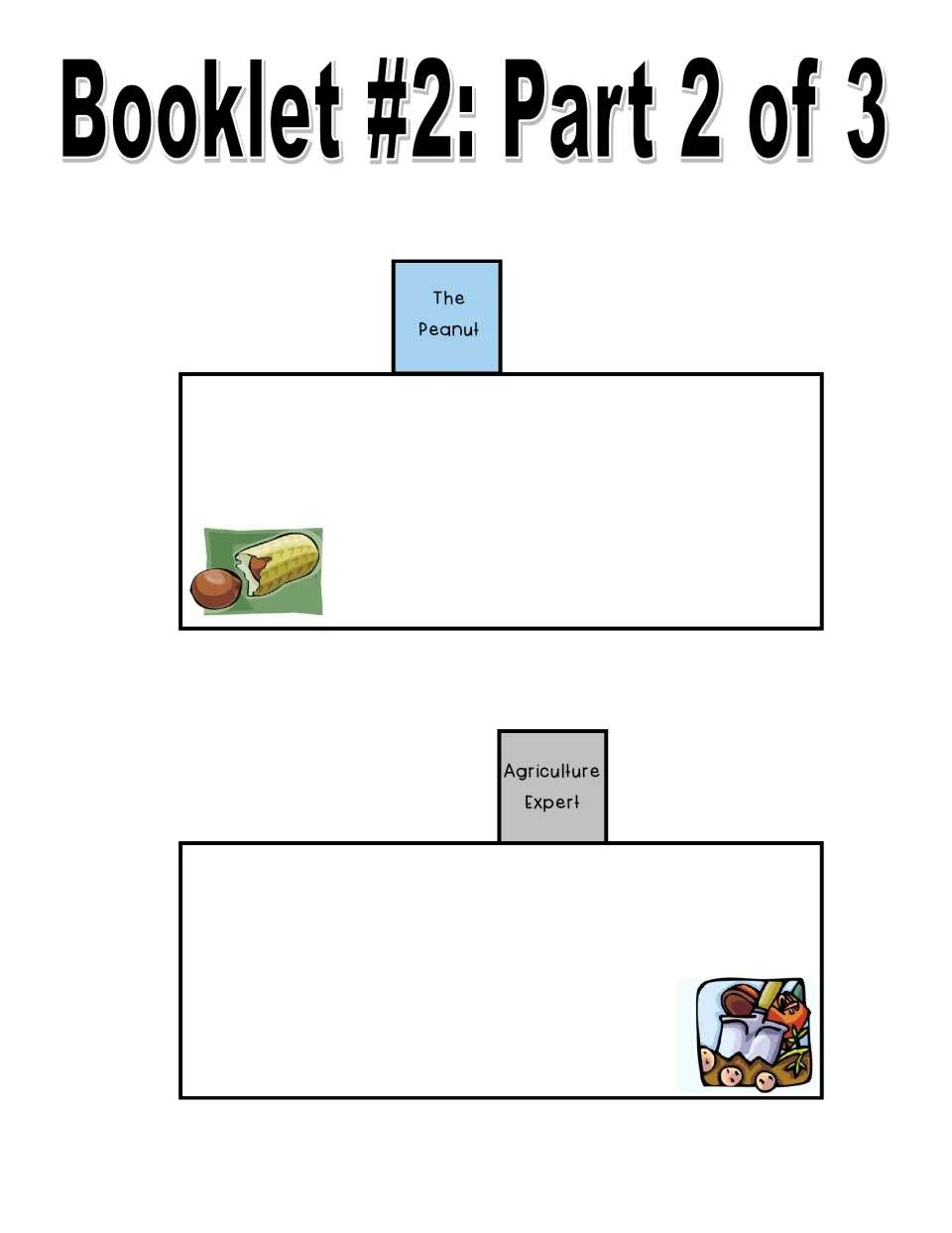 Carver agriculture booklet, part 2 of 3: blank writing pages labeled The Peanut and Agriculture Expert