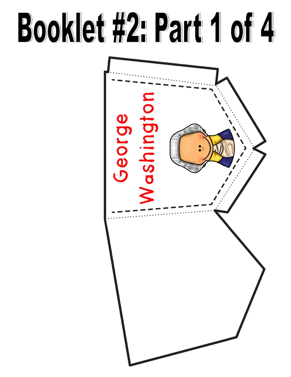 Pocket template, part 1 of 4: cut and fold the George Washington pocket to hold the booklet's topic cards