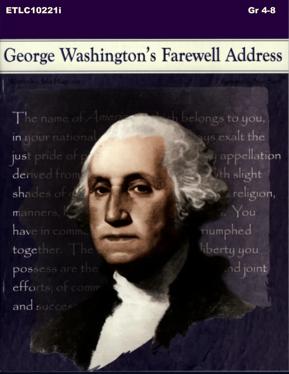 Cover of George Washington’s Farewell Address, a history teaching book marked for grades 4–8