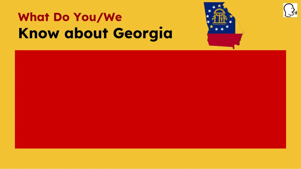 Prior-knowledge slide asking 'What Do You/We Know about Georgia' with space for recording responses