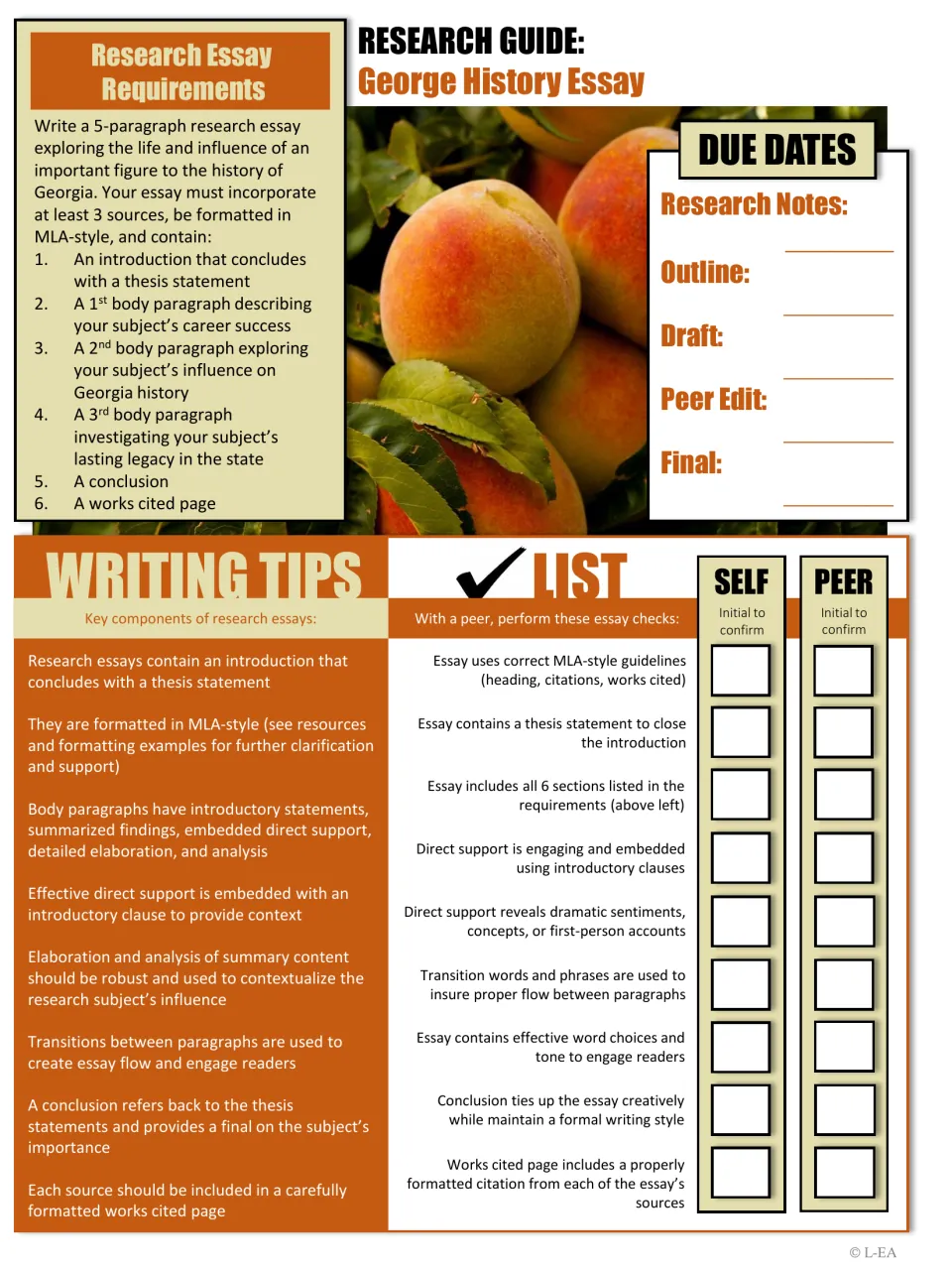 Georgia figure research essay guide: 6 essay requirements, due dates, writing tips and a self and peer essay checklist