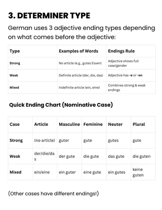 german adjective endings worksheet with answers – sample page 2