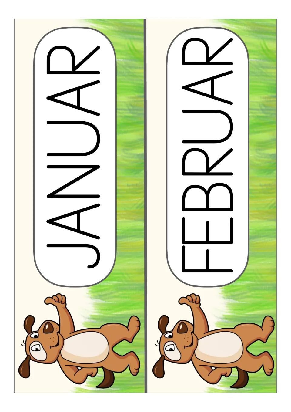 German month display cards for Januar (January) and Februar (February), beginning the calendar month set