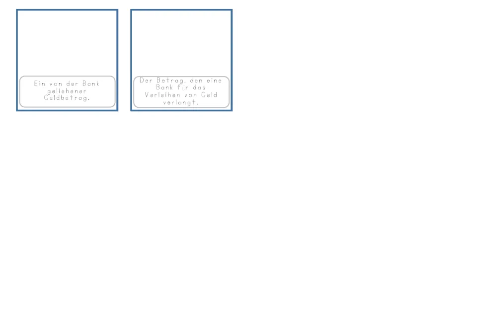 German banking cards 13–14 contain traceable definitions of a bank loan and interest, without pictures.