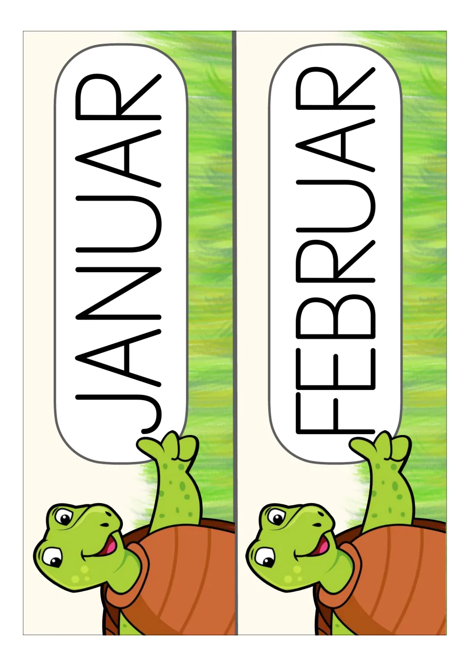 German month display cards for Januar (January) and Februar (February), two cards from the classroom set