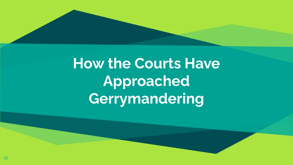 Court approaches section opener titled 'How the Courts Have Approached Gerrymandering' in the lesson
