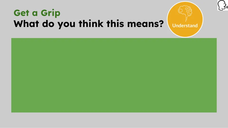 Opening idiom prompt asks, “What do you think this means?” and provides space for a learner response.