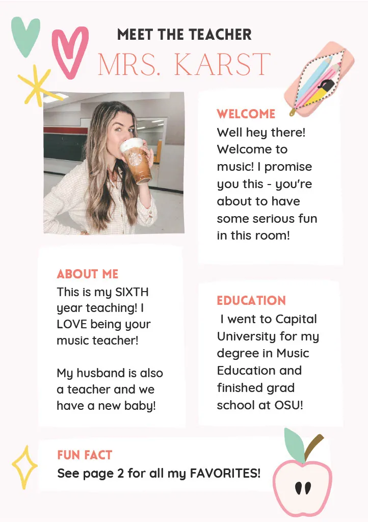 Get to Know the Teacher – Back to School Template – cover