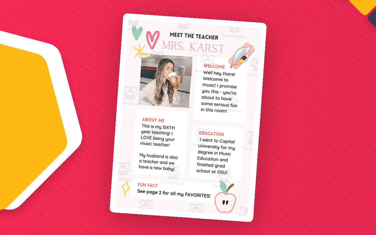 Get to Know the Teacher – Back to School Template preview