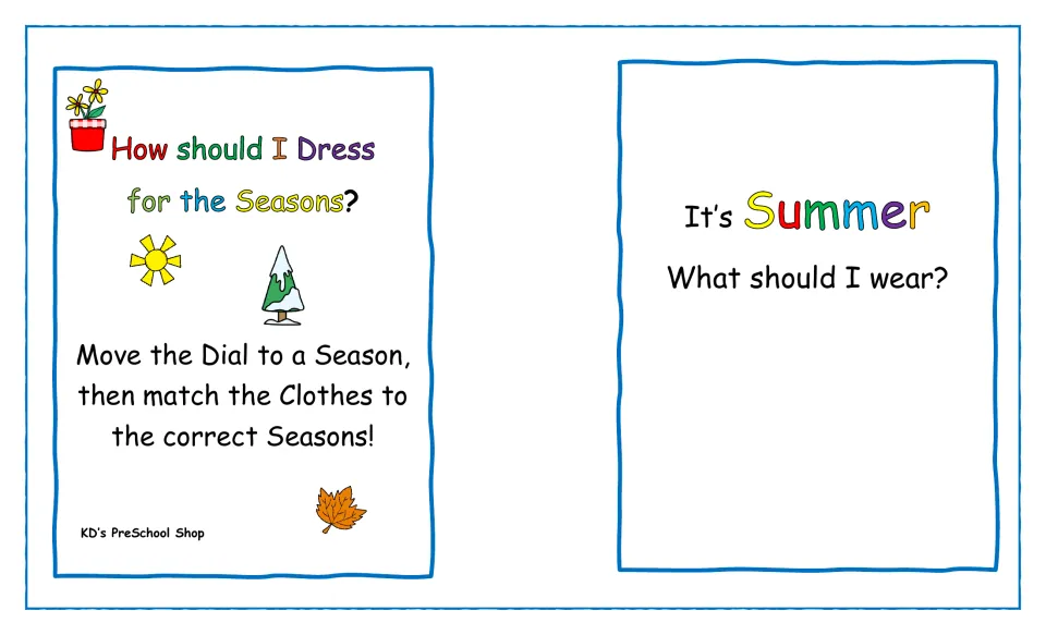 Cover: How should I Dress for the Seasons? Move the dial to a season, then match clothes to it; Summer page beside