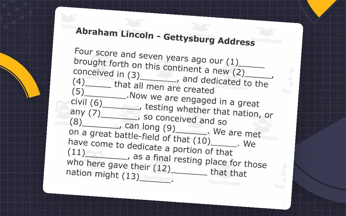 Gettysburg Address Song preview: gettysburg address song practice pages