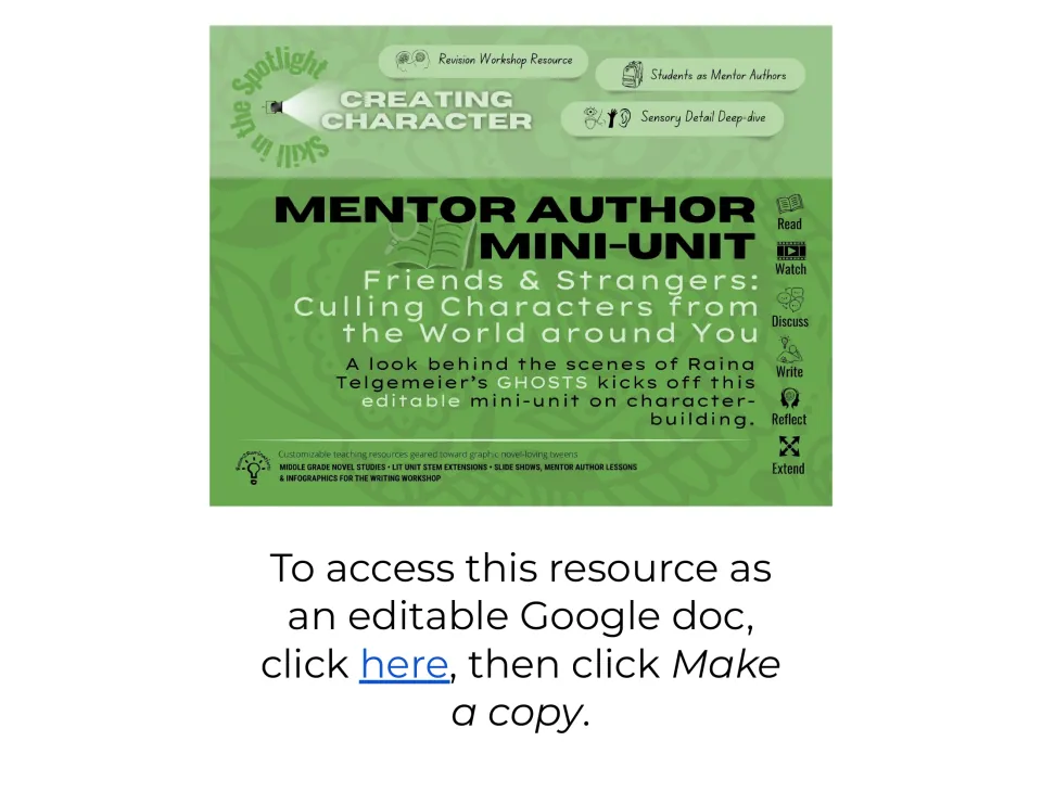 Mentor Author Mini-Unit cover: Friends & Strangers, Culling Characters from the World around You, on Ghosts