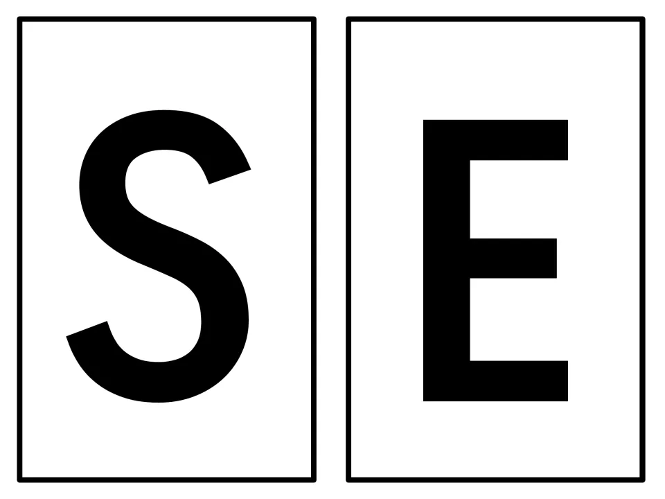 Calendar month-name letters S and E, the opening letters of September, printed separately for the display