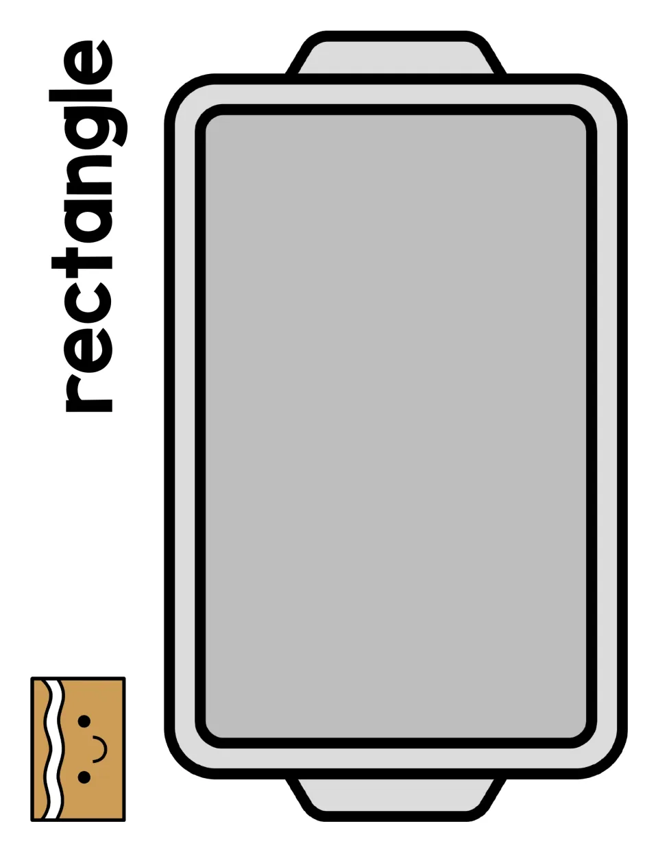 Rectangle sorting mat: a baking tray labeled rectangle where students place rectangle gingerbread cookies to sort shapes