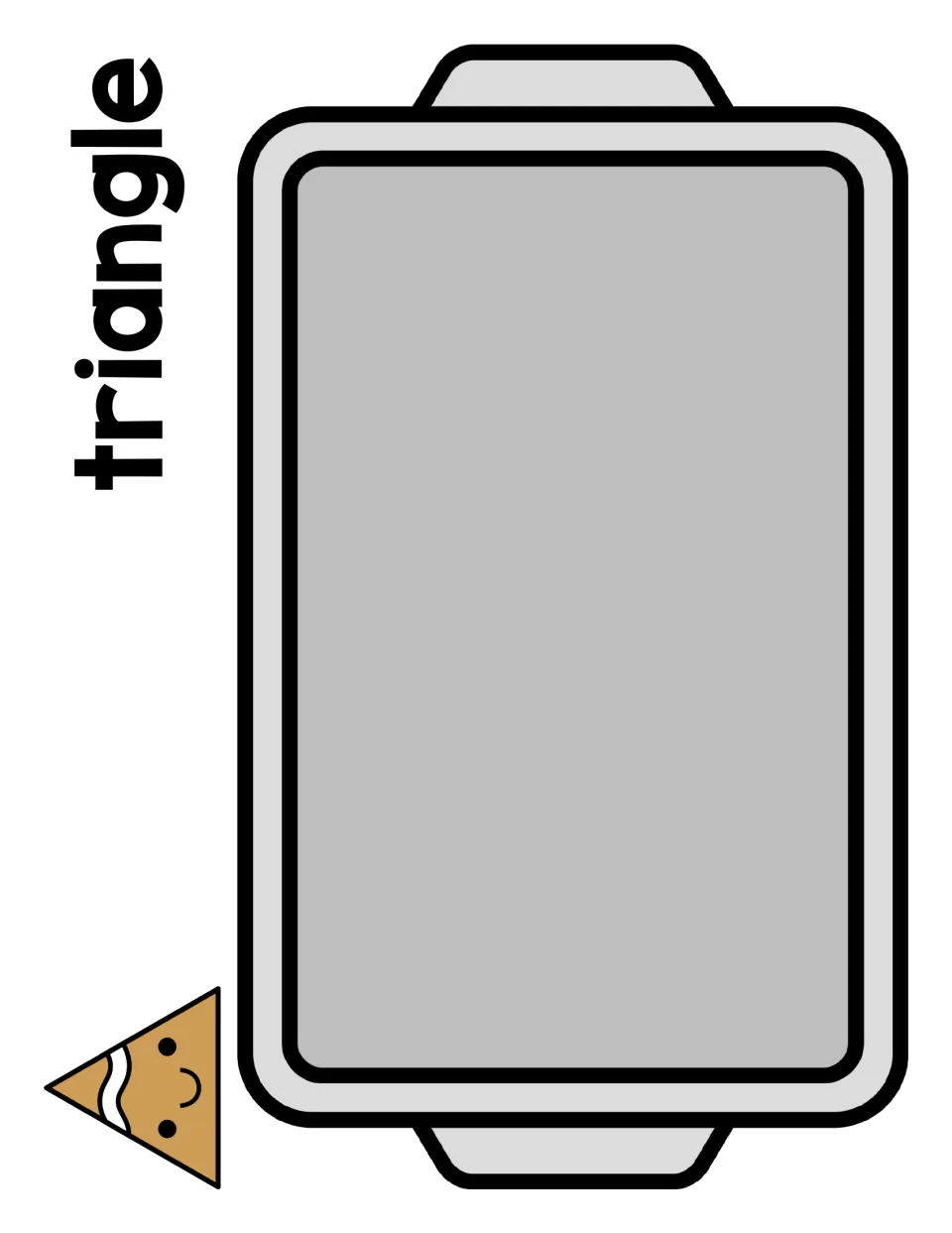Triangle sorting mat: students put triangle gingerbread cookies on the labeled baking tray to identify triangles