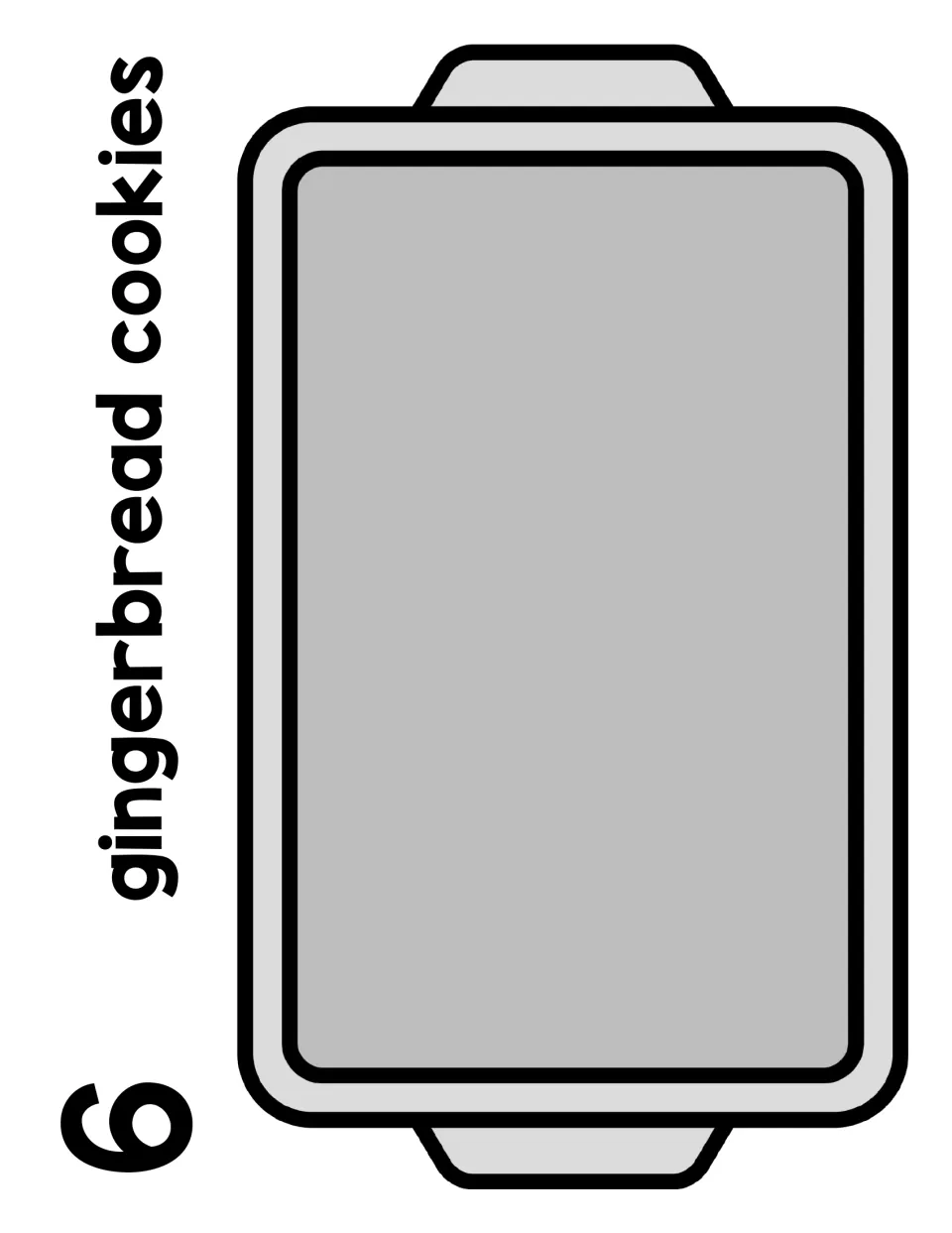 Number 6 counting mat labeled "6 gingerbread cookies": students fill the empty baking tray with six counters to show 6