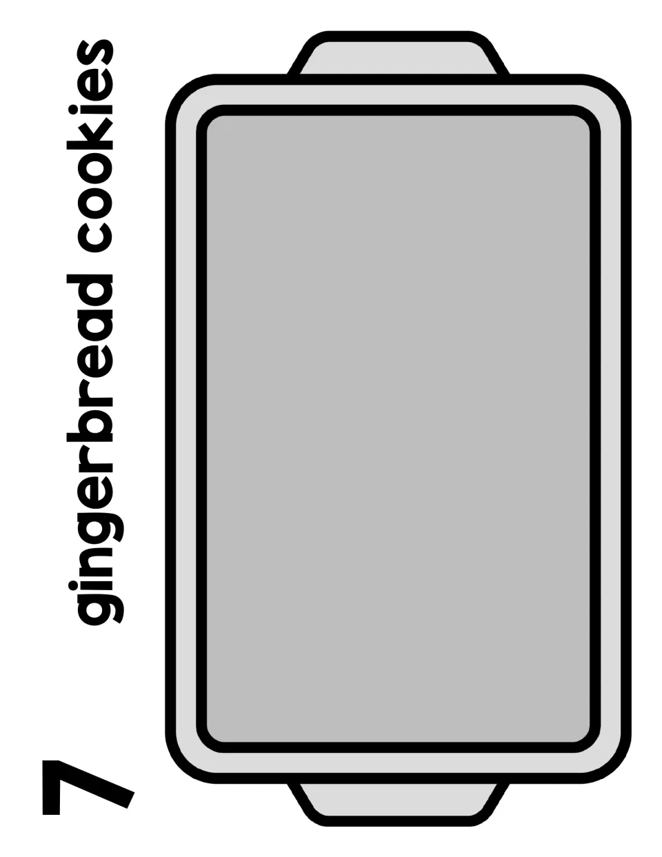 Number 7 counting mat labeled "7 gingerbread cookies": students count seven counters onto the baking sheet one at a time