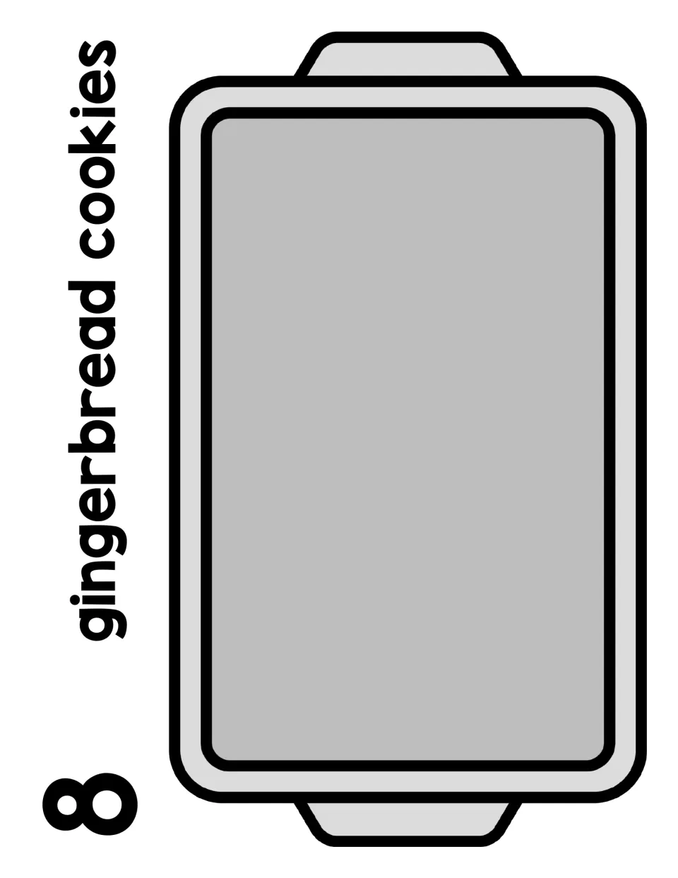 Number 8 counting mat labeled "8 gingerbread cookies": students arrange eight counters on the empty tray to represent 8