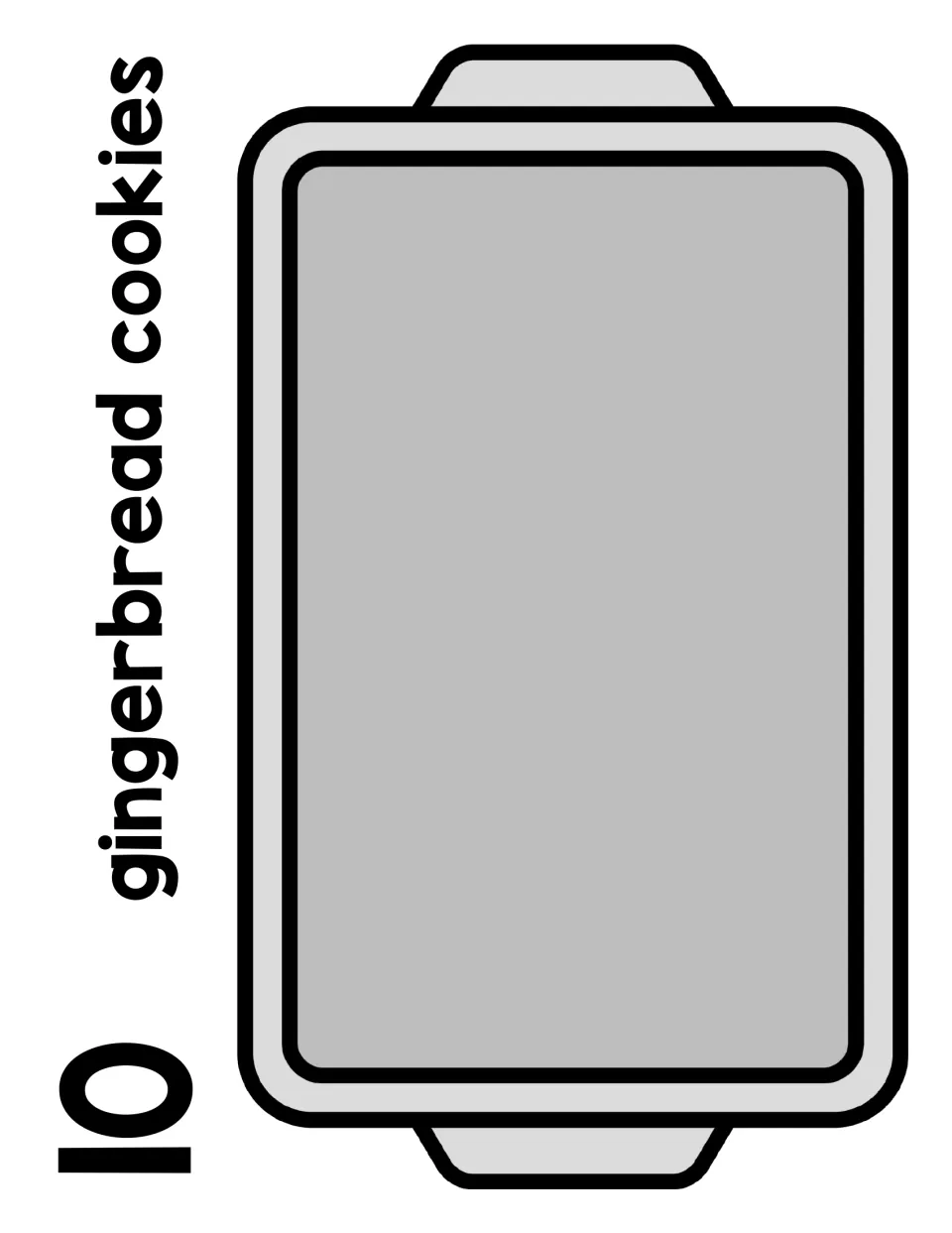 Number 10 counting mat labeled "10 gingerbread cookies": students place ten counters on the empty tray to make 10