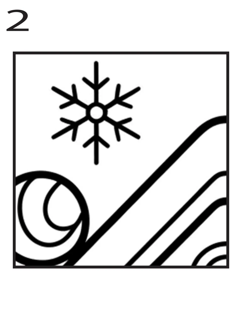 Coloring poster piece 2 of 16: a snowflake, round candy, and part of the gingerbread house's sloping roof