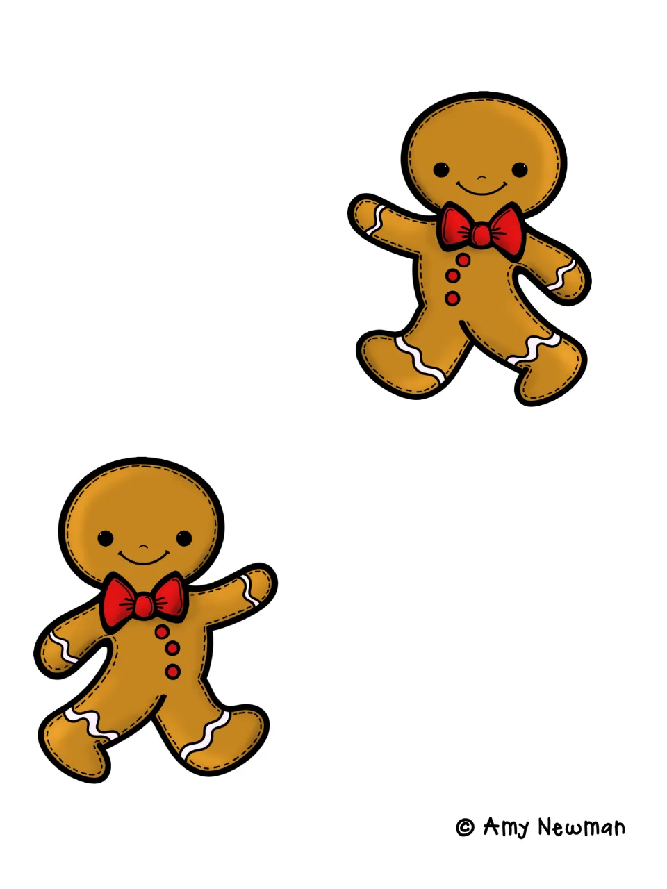 Another pair of gingerbread man cut-outs with red buttons and bow ties for building the running path between story events