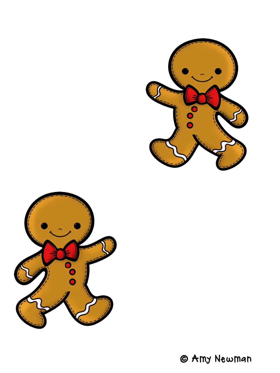 Third set of two gingerbread man cut-outs, arms out mid-run, for spacing along the sequencing chart between event labels