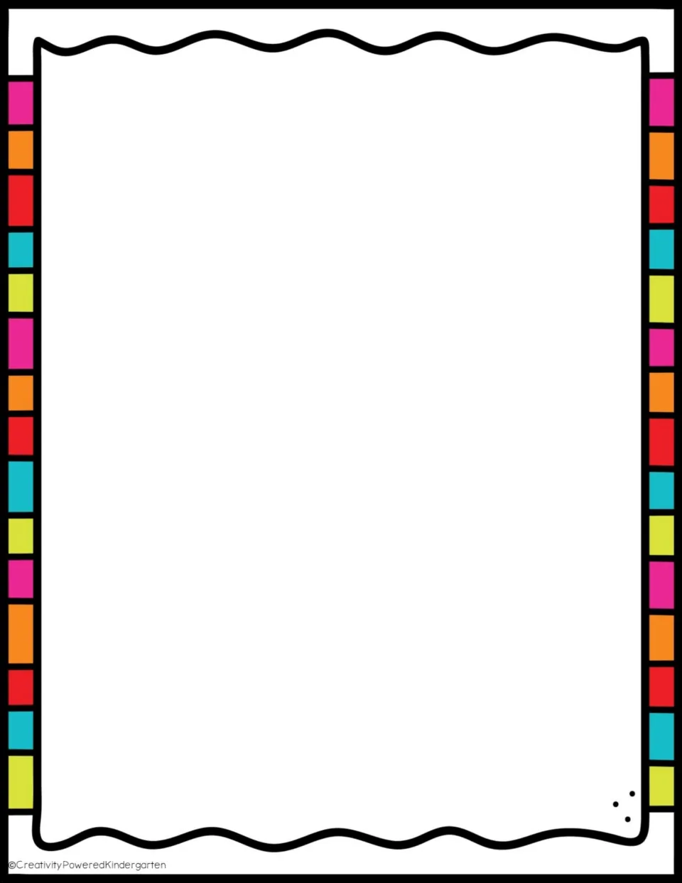 Optional blank building mat framed in rainbow blocks where students lay out or glue the pieces of their gingerbread house