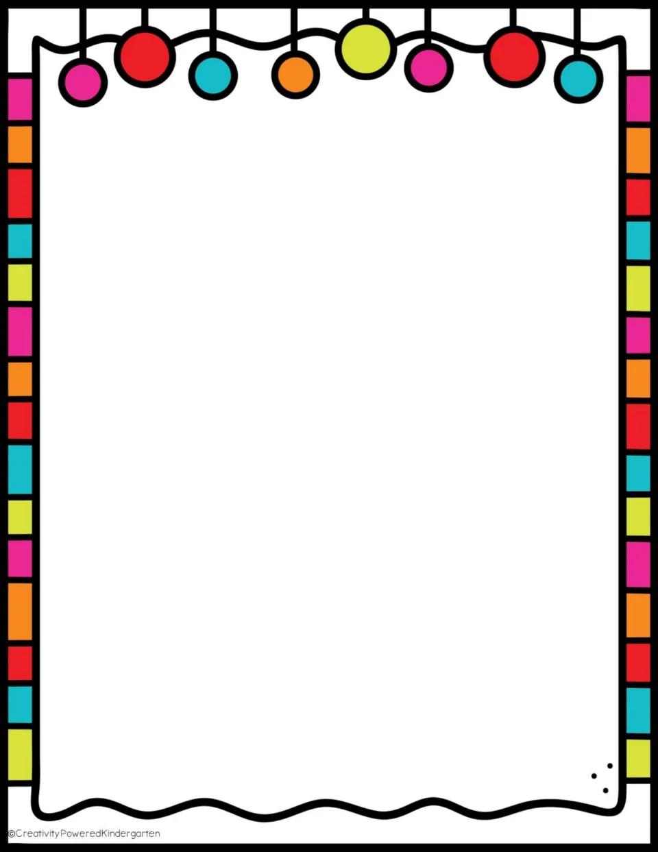 Second optional building mat, topped with hanging ornament lights, for students to assemble their gingerbread house