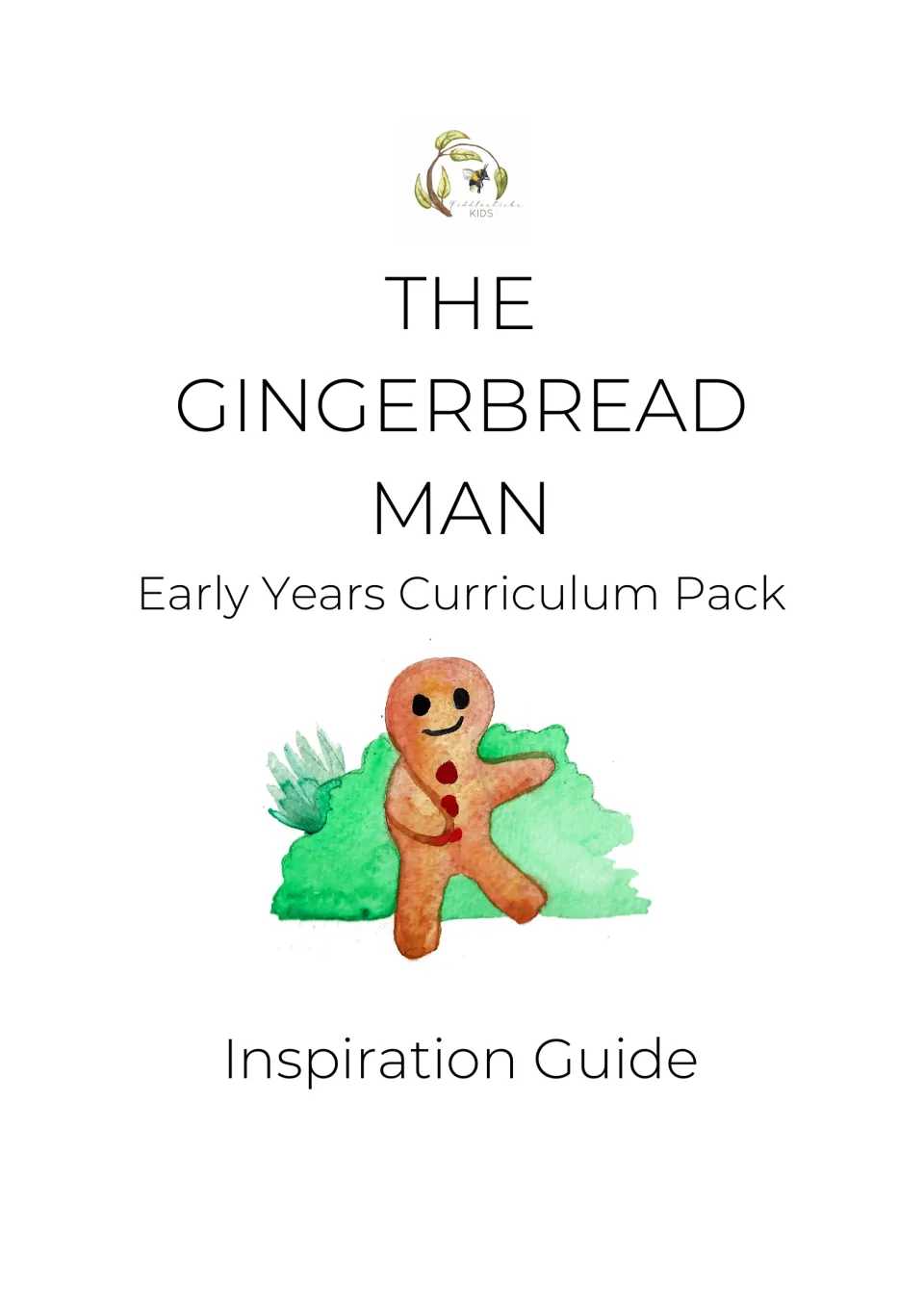 The Gingerbread Man Early Years Curriculum Pack cover, titled Inspiration Guide, with a watercolour gingerbread man