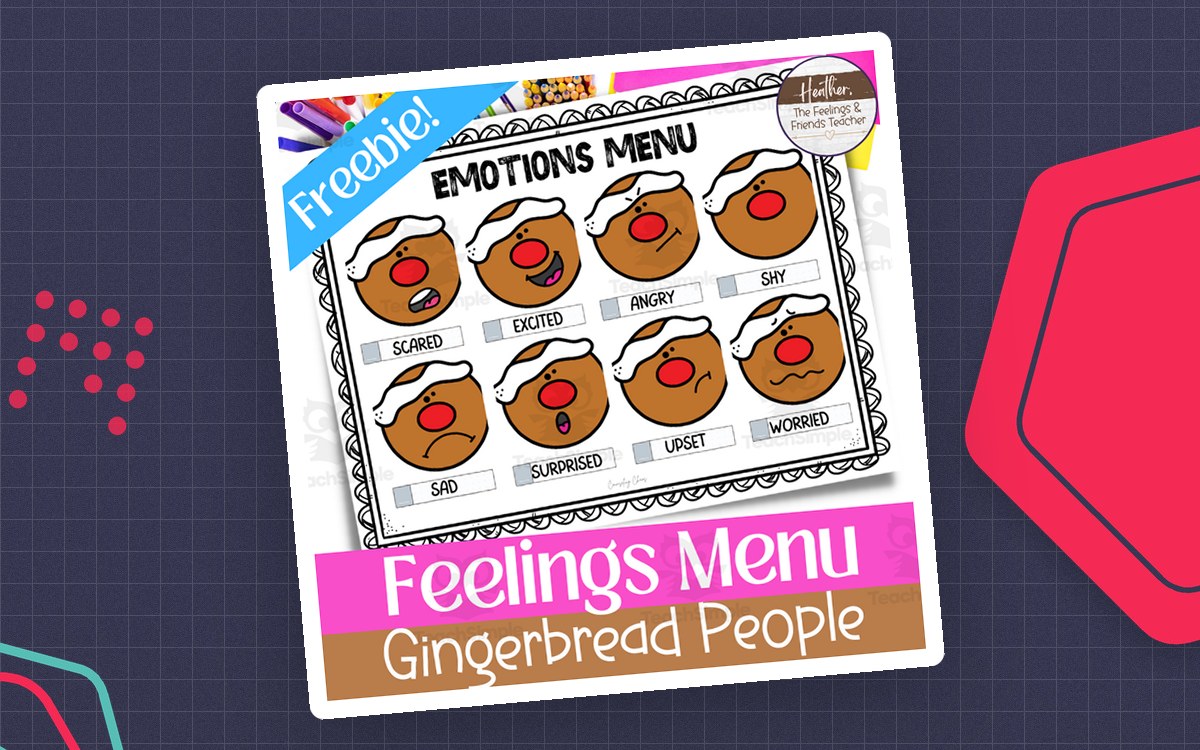 Gingerbread Person Feelings Menu-- Emotions Chart and Reference Poster teaching resource preview